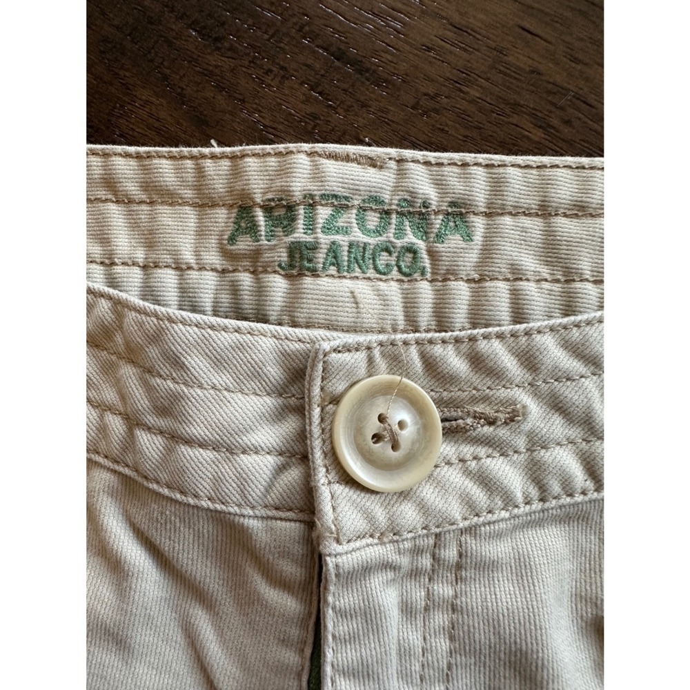 Arizona Jean Co Khaki Corduroy Cargo Shorts Tan Low Rise Mini Size 9 Y2K Utility - Picture 2 of 5